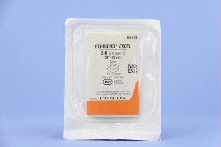 Ethibond - Suture with Needle Nonabsorbable Coated Green Suture Braided Polyester Size 2 - 0 30 Inch Suture Double-Armed 22 mm Length 1/2 Circle Taper Point Needle - MX763