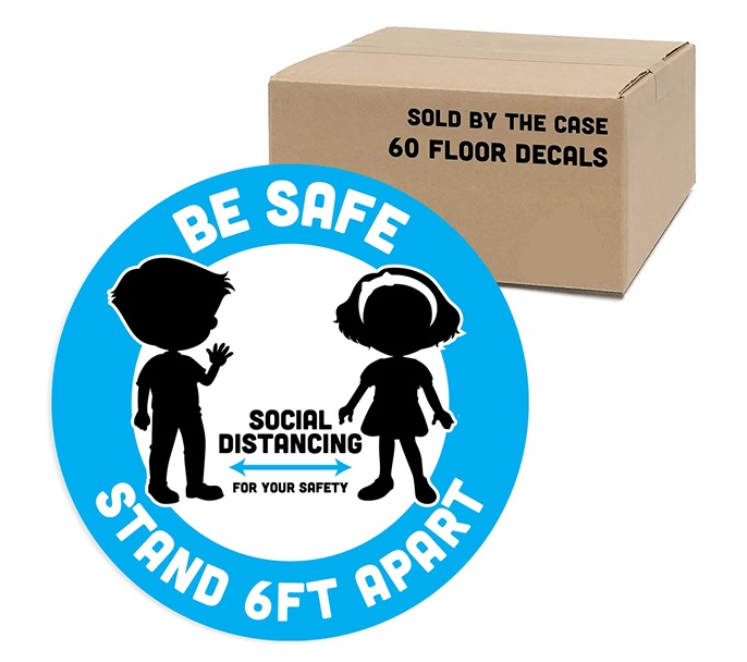 BeSafe Messaging Education Floor Decals - Blue & White, 12" x 12", 10 Package per case