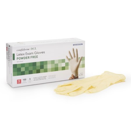 McKesson Confiderm - Exam Glove Small NonSterile Latex Standard Cuff Length Smooth Ivory Not Chemo Approved - 14-314