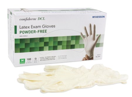 McKesson McKesson Confiderm Exam Glove Medium NonSterile Latex Standard Cuff Length Smooth Ivory Not Chemo Approved - 14-316