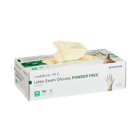 McKesson Confiderm - Exam Glove Medium NonSterile Latex Standard Cuff Length Smooth Ivory Not Chemo Approved - 14-316