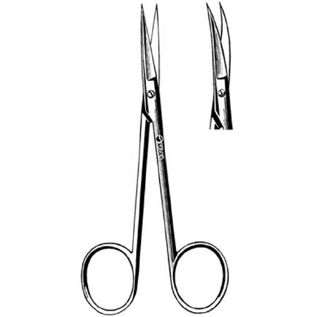 Sklarlite XD - Iris Scissors 3-1/2 Inch Length OR Grade Stainless Steel Finger Ring Handle Curved Sharp Tip / Sharp Tip - 23-1154