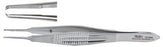 Miltex Miltex Suture Forceps Castroviejo 4 Inch OR Grade Stainless Steel (German) NonSterile NonLocking Thumb Handle Straight Serrated Tips w/1 X 2 Teeth - 18-955