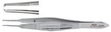 Miltex - Suture Forceps Castroviejo 4 Inch Length OR Grade German Stainless Steel NonSterile NonLocking Thumb Handle Straight Serrated Tips with 1 X 2 Teeth - 18-954