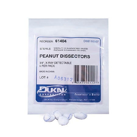 Dukal Surgical Peanut Sponge X-Ray Detectable Cotton 3/8 Inch Diameter 5 Count Pack Sterile - 61404
