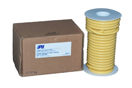 Primeline Industries - General Use Connector Tubing 50 Foot Length 0.25 Inch I.D. NonSterile Without Connector Amber Smooth OT Surface Natrual Latex Rubber - 034RA