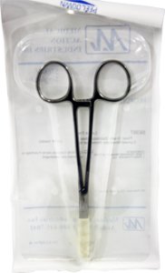 Medical Action Industries - Hemostatic Forceps Mosquito 5-1/2 Inch Length Floor Grade Stainless Steel Ratchet Lock Finger Ring Handle Curved Serrated Tip - 56307