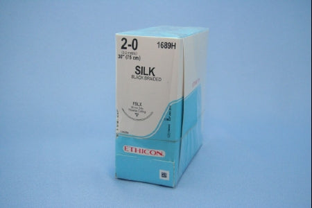 Perma-Hand - Suture with Needle Nonabsorbable Coated Black Suture Braided Silk Size 2 - 0 30 Inch Suture 1-Needle 36 mm Length 3/8 Circle Reverse Cutting Needle - 1689H