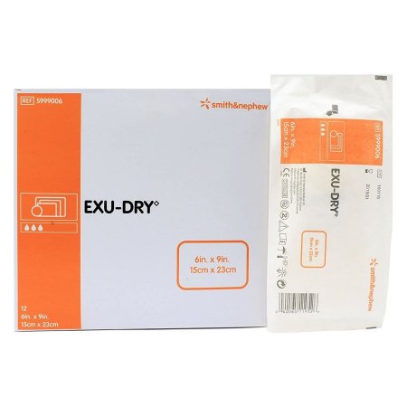 EXU-DRY Anti-Shear - Super Absorbent Dressing 6 X 9 Inch Polyethylene / Rayon / Cellulose Rectangle Sterile - 5999006
