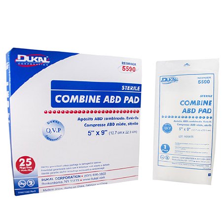 Dukal Dukal Abdominal Pad NonWoven Cellulose 1-Ply 5 X 9 Inch Rectangle Sterile - 5590