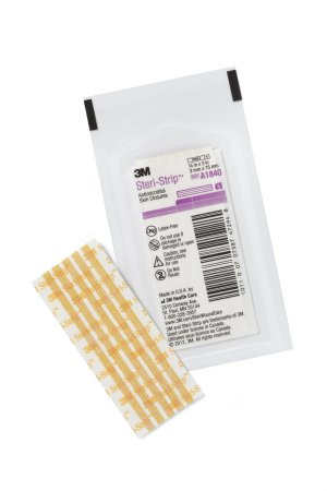 3M Steri-Strip Antimicrobial Antimicrobial Skin Closure Strip 1/8 X 3 Inch Nonwoven Material Reinforced Strip Tan - A1840