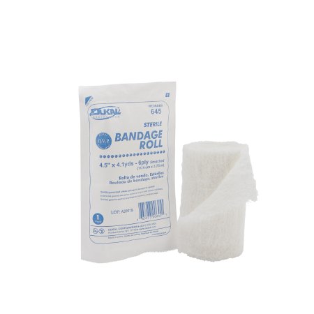 Dukal - Fluff Bandage Roll Cotton 6-Ply 4-1/2 Inch X 4-1/10 Yard Roll Shape Sterile - 645