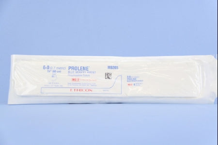 J & J Healthcare Systems Prolene Suture with Needle Nonabsorbable Uncoated Blue Suture Monofilament Polypropylene Suture Size 6-0 24 Inch Suture Double-Armed 9.3 mm Length 3/8 Circle Taper Point Needle - 8805H
