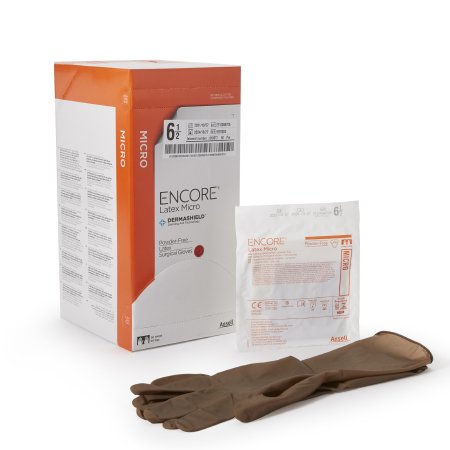 ENCORE MicrOptic - Surgical Glove Size 6.5 Sterile Pair Latex Extended Cuff Length Smooth Brown Not Chemo Approved - 5787002