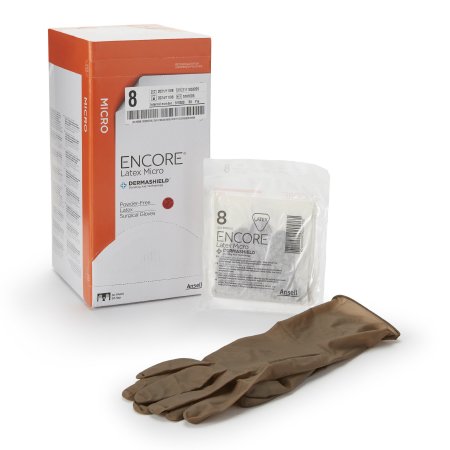 ENCORE MicrOptic - Surgical Glove Size 8 Sterile Pair Latex Extended Cuff Length Smooth Brown Not Chemo Approved - 5787005