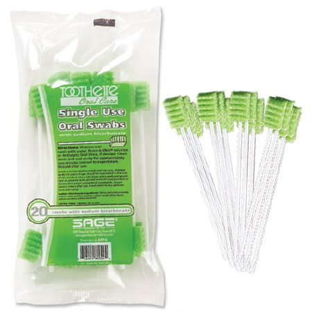 Sage Products Toothette Plus Oral Swabstick Foam Tip Sodium Bicarbonate - 6076