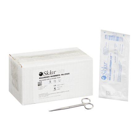 Econo - Iris Scissors 4-1/2 Inch Length Floor Grade Stainless Steel Sterile Finger Ring Handle Straight Sharp Tip / Sharp Tip - 96-2505