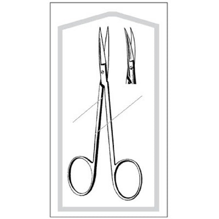 Sklar Econo Iris Scissors 4-1/2 Inch Length Floor Grade Stainless Steel Sterile Finger Ring Handle Curved Sharp/Sharp - 96-2507