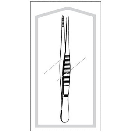 Econo - Dressing Forceps 5 Inch Length Floor Grade Pakistan Stainless Steel Sterile NonLocking Thumb Handle Straight Serrated Tip - 96-2569