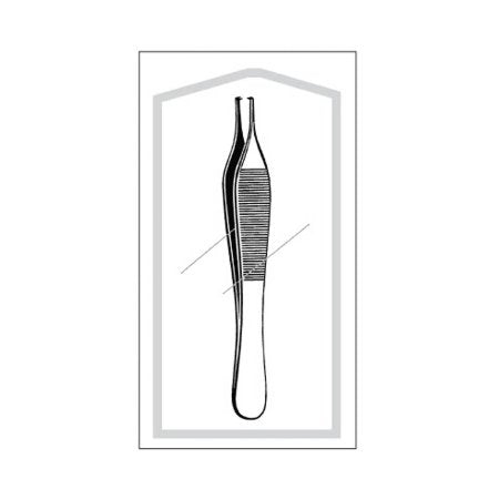 Econo - Tissue Forceps Adson 4-3/4 Inch Length Floor Grade Pakistan Stainless Steel Sterile NonLocking Thumb Handle Straight Serrated Tips with 1 X 2 Teeth - 96-2573