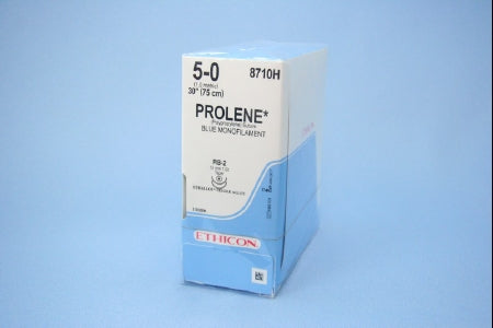 Prolene - Suture with Needle Nonabsorbable Uncoated Blue Suture Monofilament Polypropylene Suture Size 5 - 0 30 Inch Suture Double-Armed 13 mm Length 1/2 Circle Taper Point Needle - 8710H