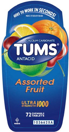 Tums Ultra Strength - Antacid 1000 mg Strength Chewable Tablet 72 per Bottle - 00135011883
