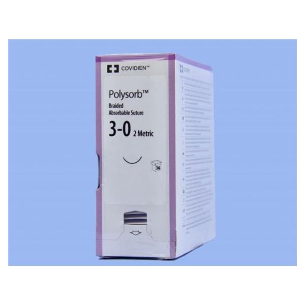 Medtronic MITG-Covidien Suture 3-0 Polyester P-12 Polysorb Undyed 18" Braid 36/Ca - SL5628