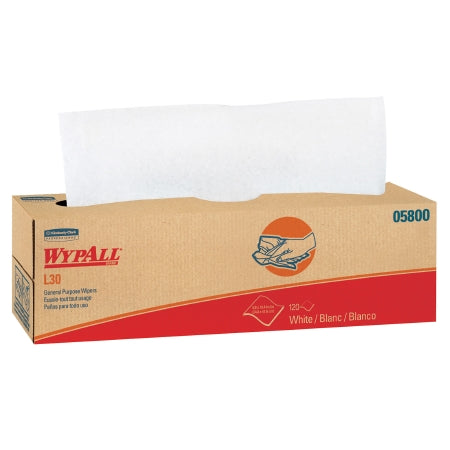 Kimberly Clark WypAll L30 Task Wipe Light Duty White NonSterile Double Re-Creped 9-4/5 X 16-2/5 Inch Disposable - 5800
