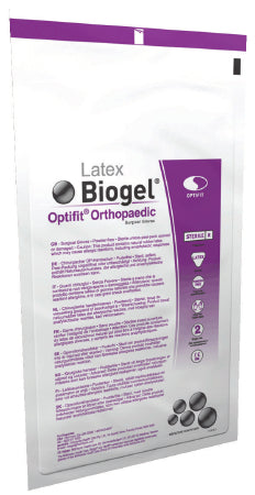 Molnlycke Biogel Optifit Orthopaedic Surgical Glove Size 8.5 Sterile Latex Standard Cuff Length Micro-Textured Straw Not Chemo Approved - 31085