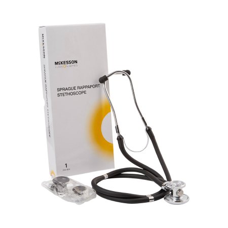 McKesson LUMEON - Sprague Stethoscope Black 2-Tube 22 Inch Tube Double-Sided Chestpiece - 01-641BKGM