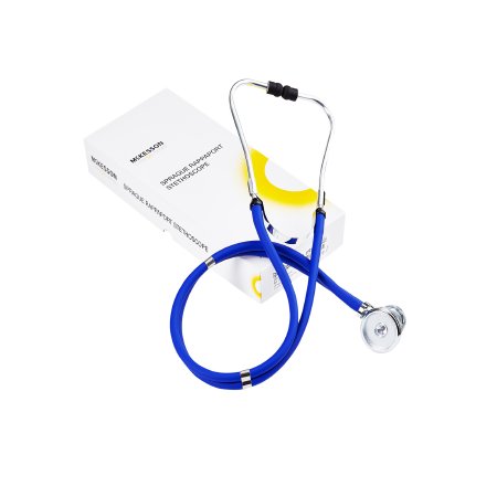McKesson LUMEON - Sprague Stethoscope Royal Blue 2-Tube 22 Inch Tube Double-Sided Chestpiece - 01-641RBGM