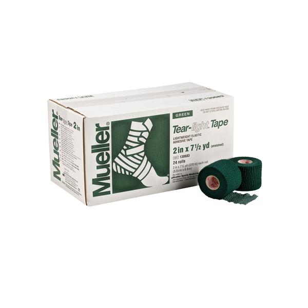 Mueller Sports Medicine Tape Athletic Tear-Light Elastic 2"X7.5Yd Adhesive Green 24/Ca - 130683