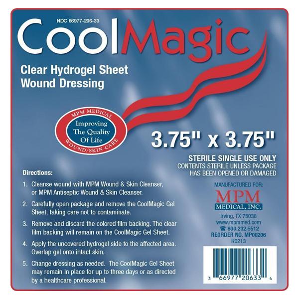 MPM Medical Dressing Coolmagic Hydrogel 3-3/4X3-3/4" Sterile Clear Lf 10/Bx - MP00206