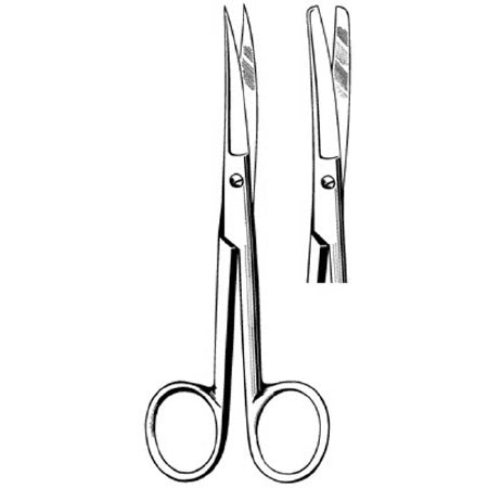 Surgi-OR - Operating Scissors 5-1/2 Inch Length Office Grade Stainless Steel NonSterile Finger Ring Handle Curved Blunt Tip / Blunt Tip - 95-299