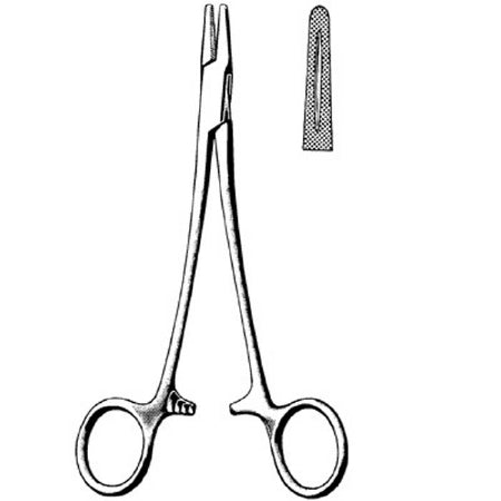 Sklar Surgi-OR Needle Holder 7 Inch Straight Serrated Tip Finger Ring Handle - 95-853