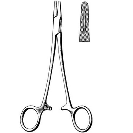 Surgi-OR - Needle Holder 8 Inch Length Straight Serrated Jaw Finger Ring Handle - 95-869