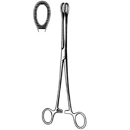 Surgi-OR - Sponge Forceps Foerster 7 Inch Length Mid Grade Stainless Steel NonSterile Ratchet Lock Finger Ring Handle Straight Serrated Tip - 95-571