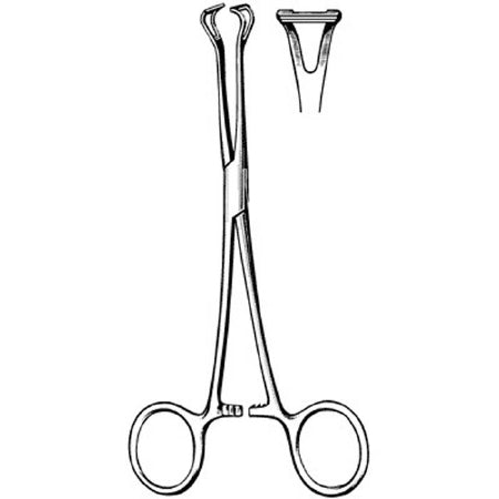 Surgi-OR - Grasping Forceps Babcock 6-1/4 Inch Length Mid Grade Stainless Steel NonSterile Ratchet Lock Finger Ring Handle Straight Triangular Fenestrated Tips with Horizontal Serrations - 95-952