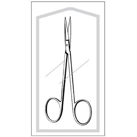 Sklar Econo Iris Scissors 4-1/2 Inch Length Floor Grade Stainless Steel Sterile Finger Ring Handle Straight Sharp/Sharp - 96-2505