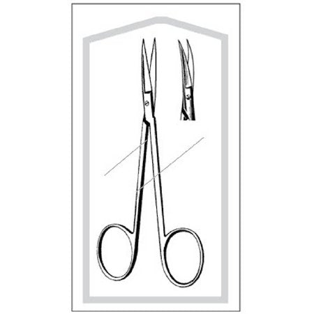 Econo - Iris Scissors 4-1/2 Inch Length Floor Grade Stainless Steel Sterile Finger Ring Handle Curved Sharp Tip / Sharp Tip - 96-2506