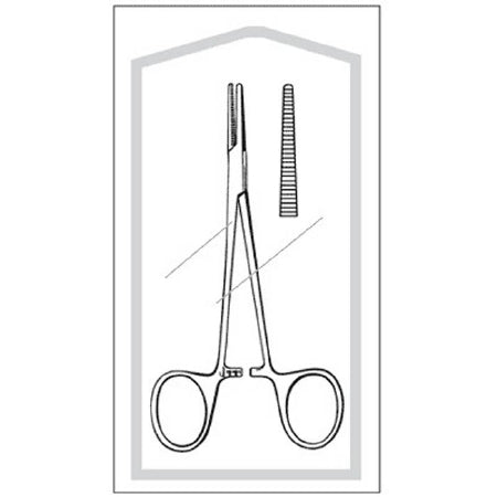 Sklar Econo Hemostatic Forceps Halsted-Mosquito 5 Inch Floor Grade Stainless Steel Sterile Ratchet Lock Finger Ring Handle Straight Serrated Tip - 96-2537
