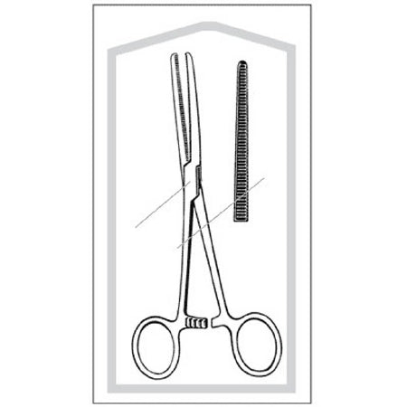 Sklar Econo Hemostatic Forceps Rochester-Pean 6-1/4 Inch Floor Grade Stainless Steel Sterile Ratchet Lock Finger Ring Handle Straight Serrated Tip - 96-2545