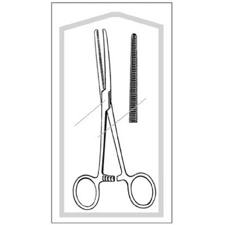 Econo - Hemostatic Forceps Rochester-Pean 6-1/4 Inch Length Floor Grade Pakistan Stainless Steel Sterile Ratchet Lock Finger Ring Handle Straight Serrated Tip - 96-2545