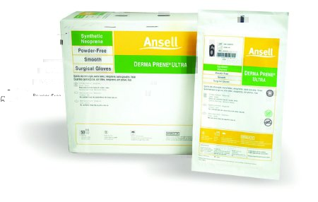 Derma Prene Ultra - Surgical Glove Size 5.5 Sterile Pair Polyisoprene Extended Cuff Length Smooth Green Chemo Tested - 8511