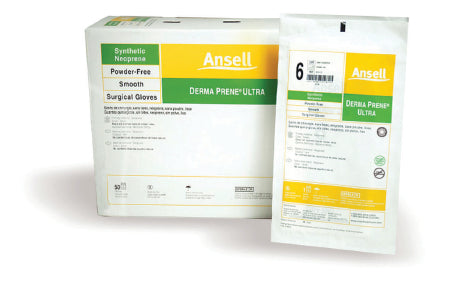Ansell Derma Prene Ultra Surgical Glove Size 7 Sterile Polyisoprene Standard Cuff Length Smooth Green Chemo Tested - 8514