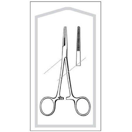 Sklar Econo Hemostatic Forceps Kelly 5-1/2 Inch Floor Grade Stainless Steel Sterile Ratchet Lock Finger Ring Handle Straight Serrated Tip - 96-2560