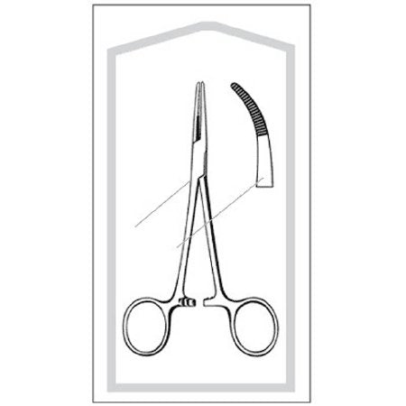 Sklar Econo Hemostatic Forceps Kelly 5-1/2 Inch Floor Grade Stainless Steel Sterile Ratchet Lock Finger Ring Handle Curved Serrated Tip - 96-2563