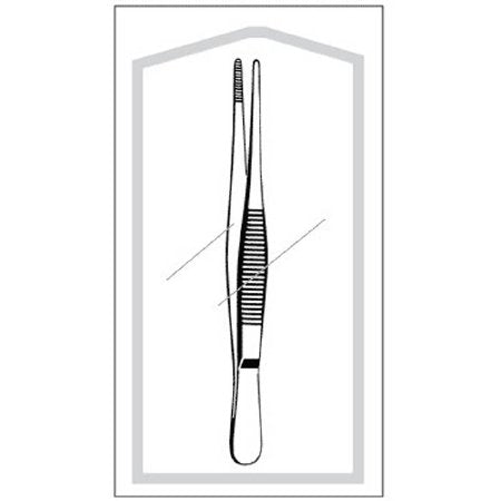 Econo - Dressing Forceps 5 Inch Length Floor Grade Pakistan Stainless Steel Sterile NonLocking Thumb Handle Straight Serrated Tip - 96-2568