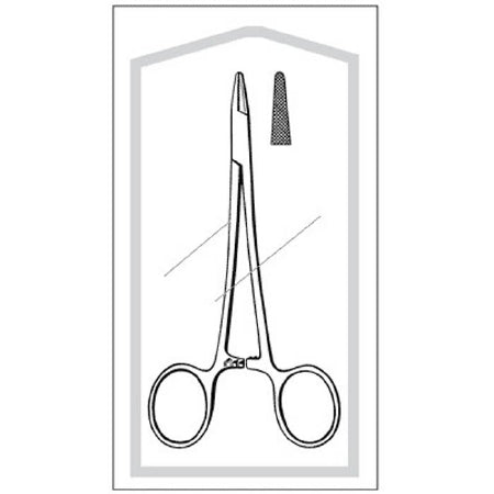 Sklar Econo Needle Holder 5-1/2 Inch Straight Serrated Jaw Finger Ring Handle - 96-2581