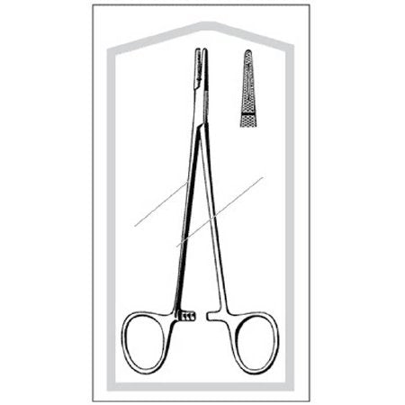 Econo Sterile - Needle Holder 6 Inch Length Straight Serrated Tip Finger Ring Handle - 96-2591
